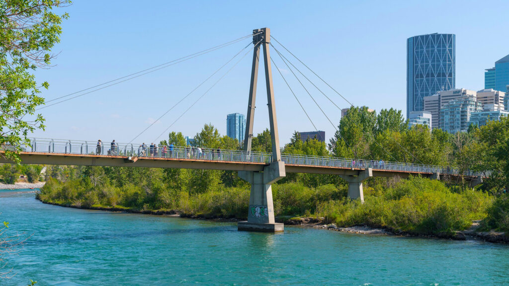 Princes Island Pedestrian Bridge Calgary northwest view 20240818 1 1024x576